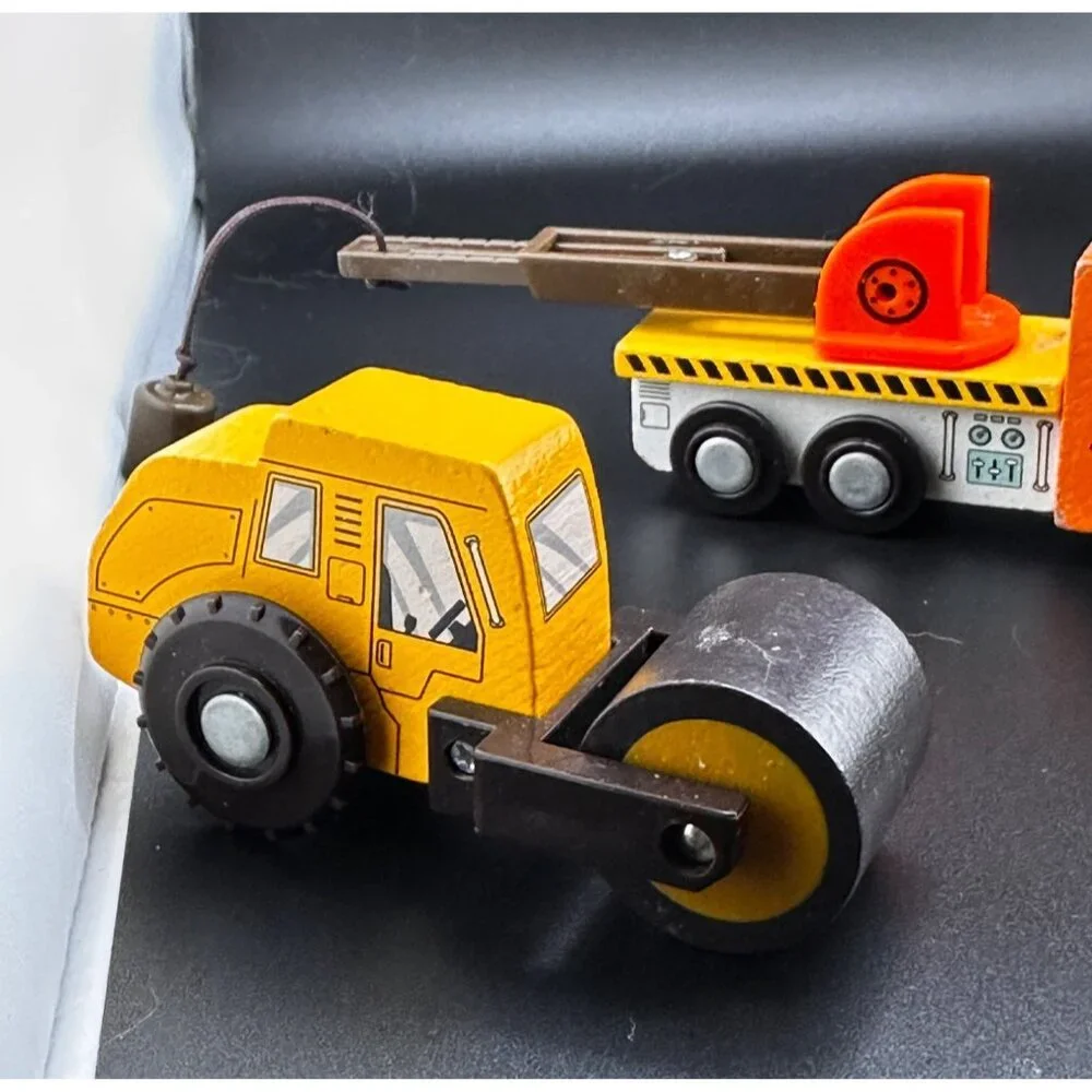 Wooden Madison Joseph Battat Construction Vehicles Police Trucks Vintage- READ‎